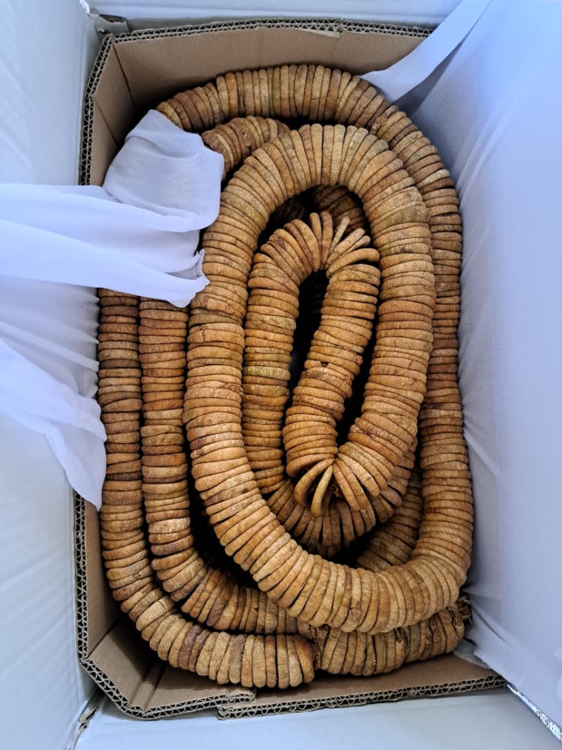 Dried figs packed in an export box